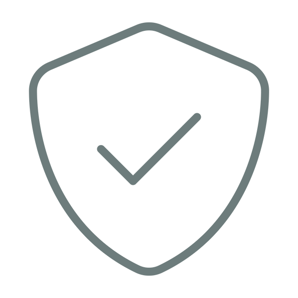 Vector image of a shield with a checkmark, reflecting worry-free investment