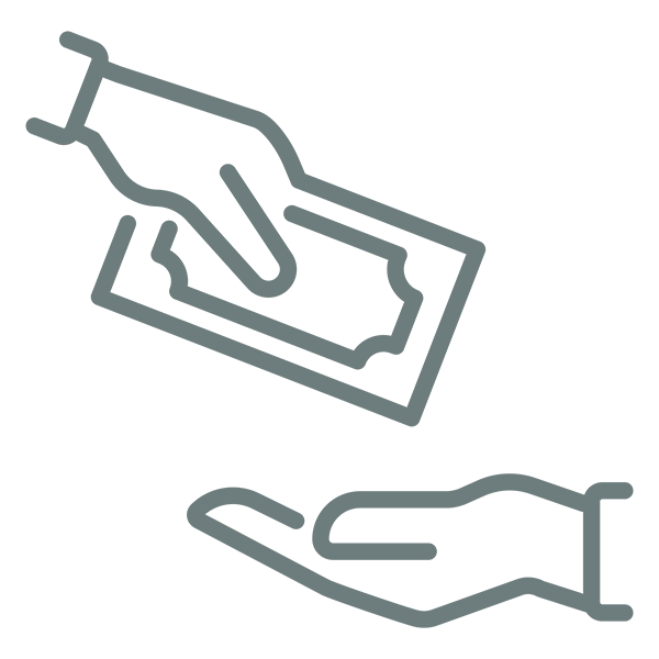 Vector image showing a hand giving cash to another hand, reflecting RRSP borrowing options